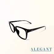 【ALEGANT】日系都會簡約設計金屬裝飾純黑UV400輕量TR90方框濾藍光眼鏡