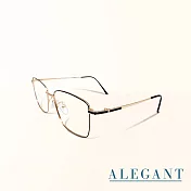 【ALEGANT】韓系復古經典純黑金色細方框UV400濾藍光眼鏡