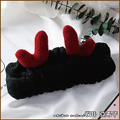 『?井.亞希子』麋鹿角軟綿綿毛絨造型髮帶 -黑色