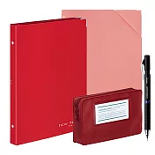 【獨家套組】KOKUYO 質感布面活頁夾套組-紅色