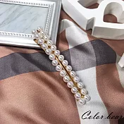 【卡樂熊】珍珠鎂光燈造型髮夾-金色