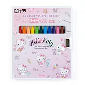 Sanrio 日本製油蠟色鉛筆組 12入 著色筆 繪圖筆 HELLO KITTY 旅行 粉