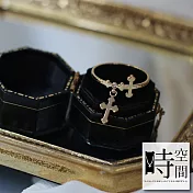 『時空間』愛情信仰雙重十字架垂墜造型(14Kgpゴールド)戒指 -8號