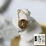 『時空間』指間的浪漫抽拉可調節鍊款(14Kgpゴールド)戒指 -鏤空K字母款