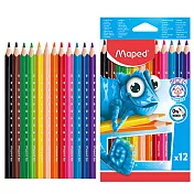 【法國Maped】無木粗桿三角色鉛筆12色