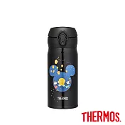 【THERMOS 膳魔師】台灣限定 米奇旅遊台灣天燈篇 超輕量彈蓋不鏽鋼真空保溫瓶0.35L(JNL-353MCTW-JTB)黑色