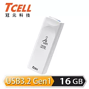 TCELL 冠元 USB3.2 Gen1 16GB Push推推隨身碟珍珠白