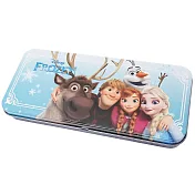 Small Planet 日本製輕量超薄雙面圖案鐵製鉛筆盒 迪士尼 冰雪奇緣2 主角群 搭肩藍