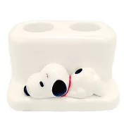 Marimo 迷你陶瓷造型置物架 牙刷架 雙孔 SNOOPY 趴姿 白