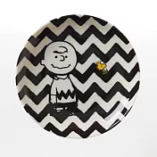 【日本YAMAKA】史努比黑白陶瓷平盤14cm ‧波浪