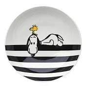 【日本YAMAKA】史努比黑白陶瓷深盤17cm ‧條紋