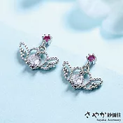 【Sayaka紗彌佳】925純銀可愛鏤空愛心翅膀造型鑲鑽耳環 -單一款式