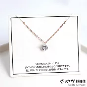 【Sayaka紗彌佳】925純銀永恆璀璨圓形單鑽造型項鍊 - 玫瑰金