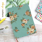 珠友 A5/25K 台灣花布可調式棉麻布多功能書衣/書皮/書套(01~12)08.繁花世界/綠