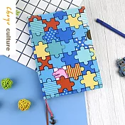 珠友 A5/25K 台灣花布可調式棉麻布多功能書衣/書皮/書套(01~12)12.狂想拼圖