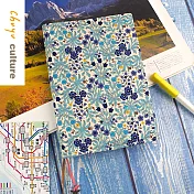 珠友 A5/25K 台灣花布可調式棉麻布多功能書衣/書皮/書套(01~12)04.藍花世界