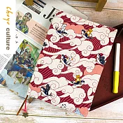 珠友 A5/25K 台灣花布可調式棉麻布多功能書衣/書皮/書套(01~12)06.大海貓咪