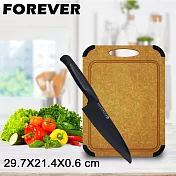 【FOREVER】日本製造鋒愛華高精密黑刃18CM陶瓷刀松木砧板組(S)