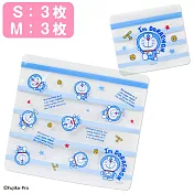 Sanrio 透明扁平夾鏈袋組 6入 哆啦A夢 竹蜻蜓 藍條紋白