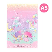 Sanrio A5 日本製平裝橫條筆記本 雙子星 KIKI LALA 遊樂園 彩虹冰沙粉紫