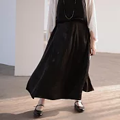 旅途原品_小美好_醋酸不規則優雅A型半裙 M/L/XL M黑色