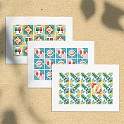 Hello Studio 台灣小物花磚系列 - 飲料、小吃、郵筒│明信片組（三入一組）