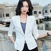 【MsMore】韓劇女主角品味蕾絲西裝外套#106627 M 白