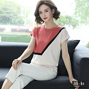 【Jilli~ko】簡約配色冰絲針織衫 135　FREE紅色