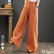 【A.Cheter】不挑身型拉高顯瘦曼妙涼爽棉麻寬褲#106790XL橘