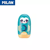 MILAN太空膠囊橡皮擦+削筆器_樹懶抱抱土耳其綠