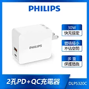 【Philips 飛利浦】USB-C 30W PD充電器 PD QC 快充 (DLP5320C)