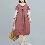 【A.Cheter】希臘風尚自然好心情棉麻寬鬆洋裝#106892 L 紅