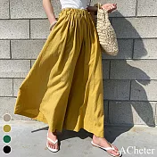【A.Cheter】超舒暢輕盈冰涼慵懶生活棉麻大寬褲#107103 FREE 黃