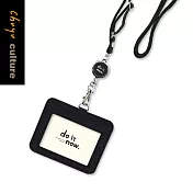 珠友 識別證套組/附伸縮吊環/工作證套/票卡夾/萬用票夾/卡套(橫式)-do it now01沉穩黑