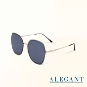 【ALEGANT】輕時尚靜瑟黑果凍透視金屬鏡框設計墨鏡/UV400太陽眼鏡