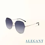 【ALEGANT】輕時尚漸層雪絨藍果凍透視金屬鏡框設計墨鏡/UV400太陽眼鏡