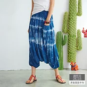 【潘克拉】藍染漸層紋鬆緊腰縲縈飛鼠褲 TM1328　FREE藍色