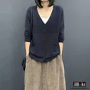 【Jilli~ko】文藝百搭薄款柔軟針織外套 J7868　FREE深藍色