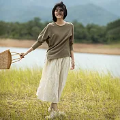 旅途原品_流動的風_金屬絲微肌理感文藝傘裙 M/L/XL M象牙白