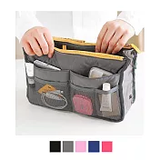 E.City_手提式雙拉鍊收納包媽咪包多用包灰