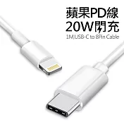 Apple Type-C(USB-C) To Lightning PD快充 20W傳輸充電線(1米)白色