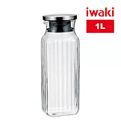 【iwaki】日本品牌耐熱玻璃不鏽鋼蓋冷/熱水壺-1L(方瓶)(原廠總代理)