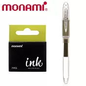 (組合包) MONAMI OLIKA EF 透明細字鋼筆+卡式墨水 橄欖綠