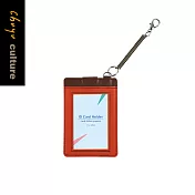 珠友 雙層扣式票卡夾/證件套/卡套/工作證/附伸縮彈簧扣 05橘