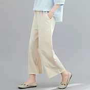 【ACheter】韓版文藝寬鬆顯瘦棉麻感寬褲#108741 XL 卡其