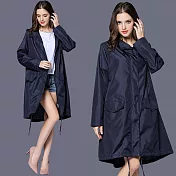 【KISSDIAMOND】輕薄透氣時尚防潑水風雨衣(防風/輕巧/易收納/晴雨兩穿) L 深藍