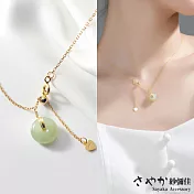 【Sayaka紗彌佳】925純銀文創風格幸福結和闐玉造型項鍊  -單一款式