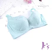 【K’s 凱恩絲】有氧蠶絲透清水藍金蔥花蕾絲內衣B71款 32/70A 水藍色