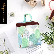 珠友 台灣花布立體圓桶包/收納包/收納袋/零錢包/隨身小包 04森林物語