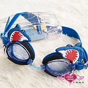 天使霓裳 兇猛鯊魚 兒童游泳戲水必備泳鏡(共兩色) F 藍